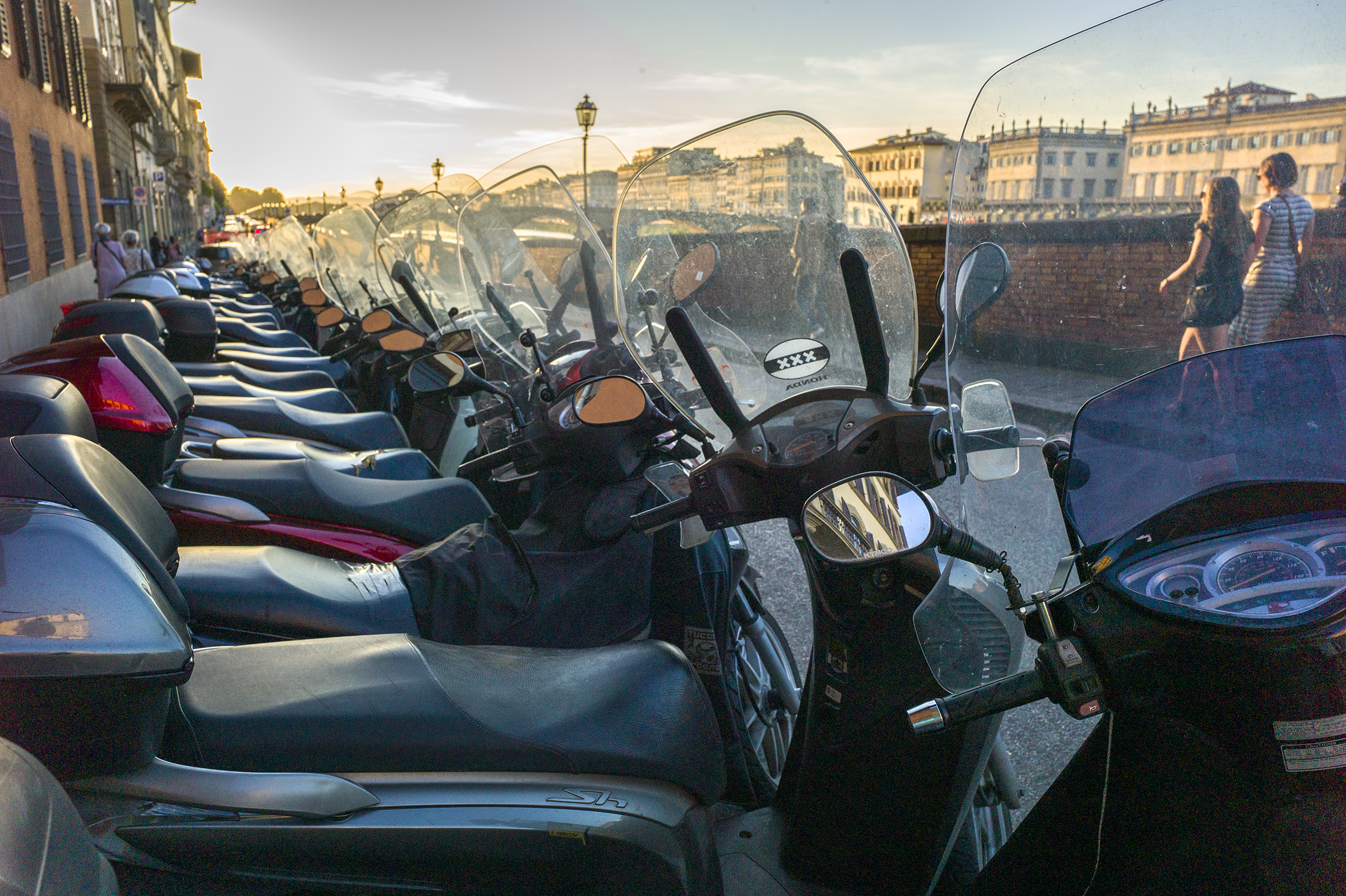 motorcycles in late afternoon sun
